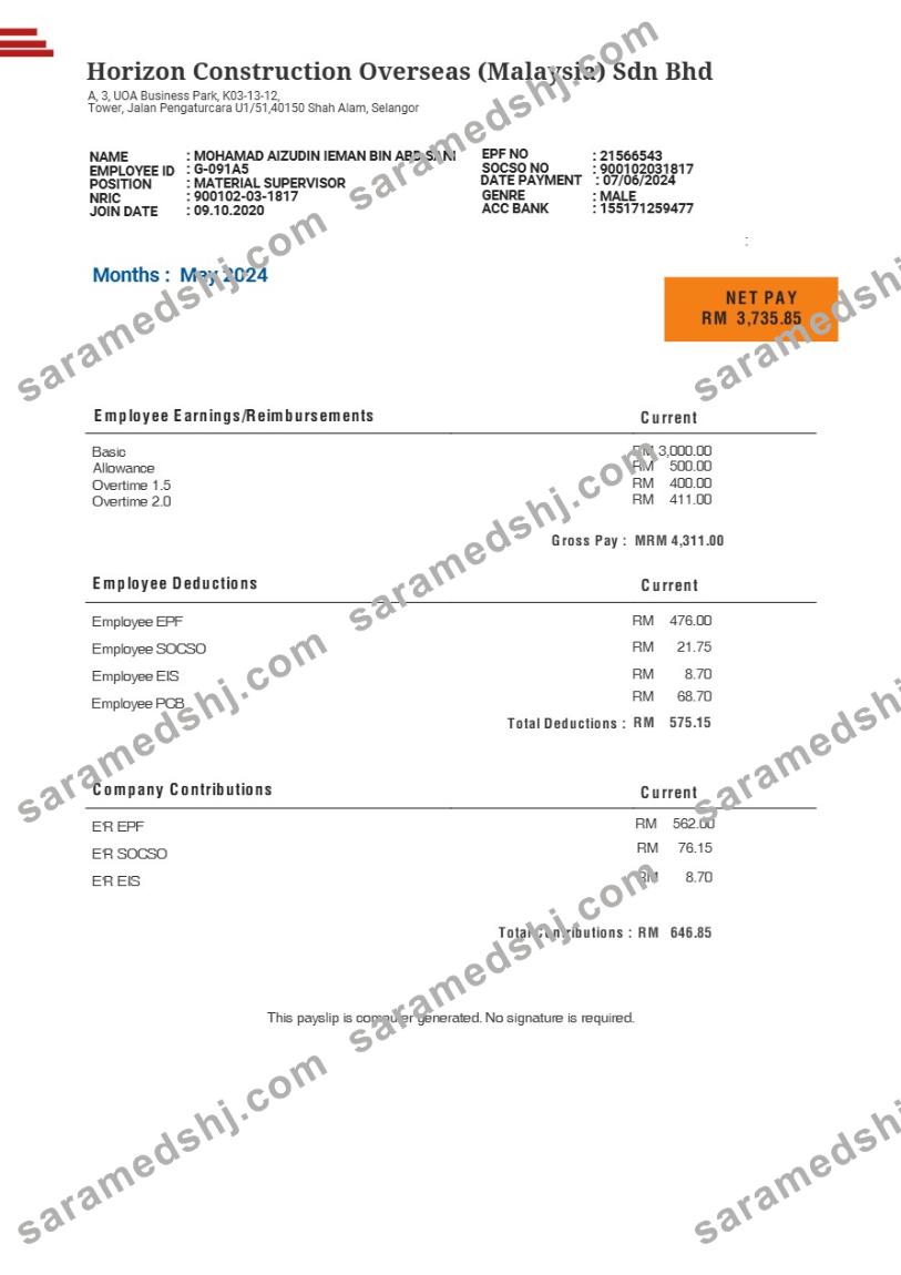 Malaysia Horizon Construction Overseas payslip template in Word and PDF formats.pdf, 1